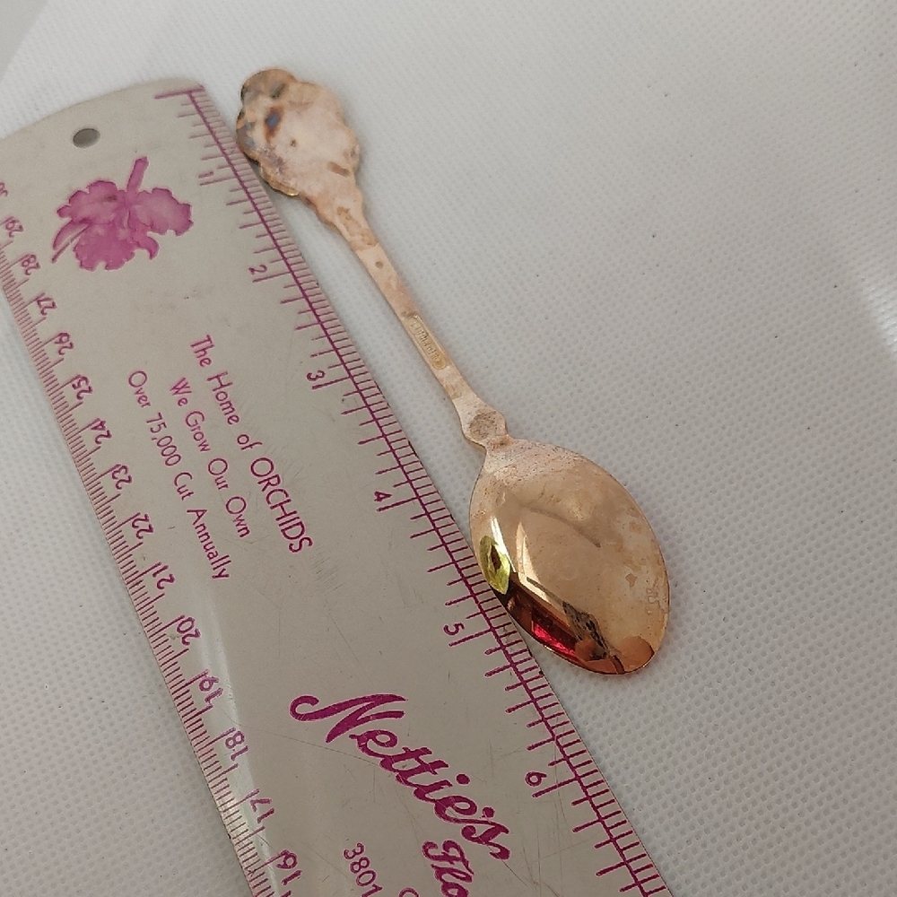 Enamel Korean Temple Gold-filled Vintage Souvenir Spoon Nam Dae Mun GVC - Picture 3 of 6